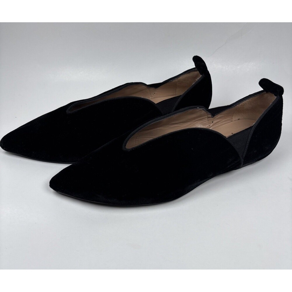 Menina Black Velvet Pointed Toe Smoking Slipper Flats Women’s Elegant Loafers 37 - Picture 7 of 16